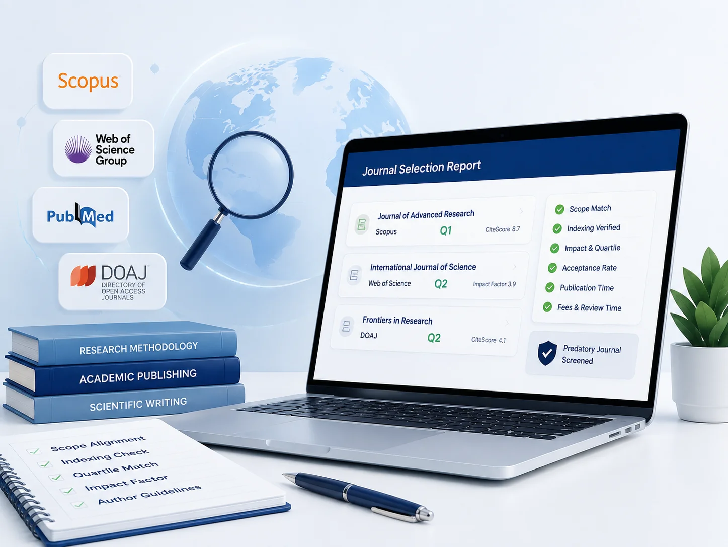 Journal selection service for researchers comparing suitable academic journals